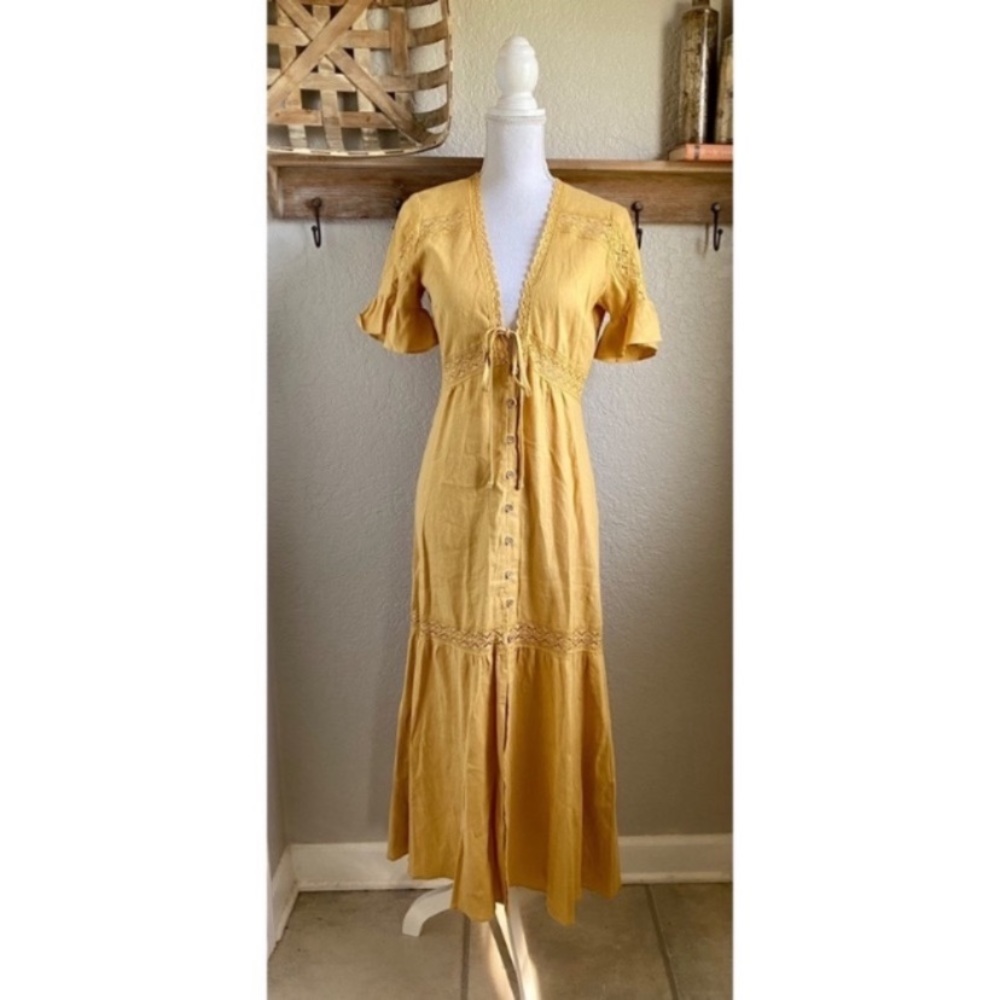NEW Show Me Your Mumu Linen Maxi Dress Mustard